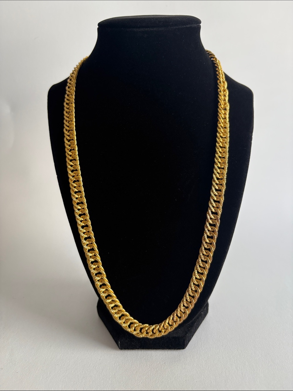 Textured Gold Cuban Link Chain Necklace Bold Statement Women Jewelry